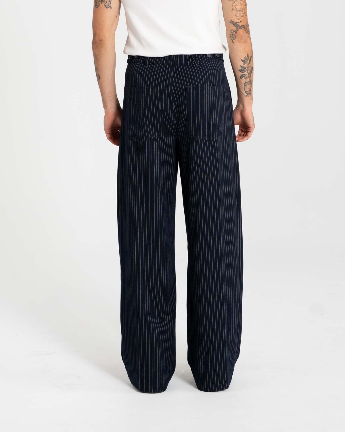 Baggy Suit Pants Navy Pinstriped